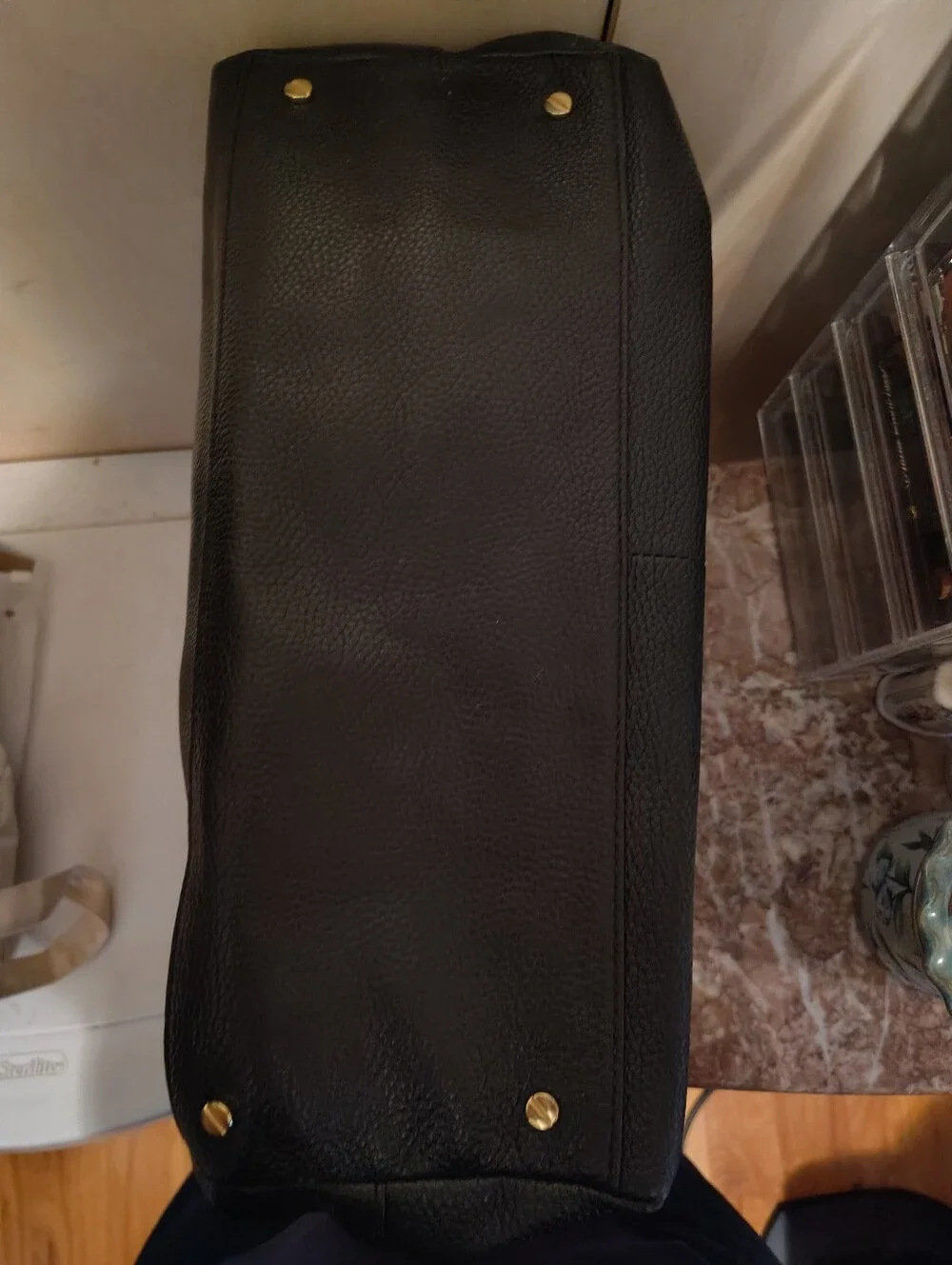 Tory Burch Marion Black Pebbled Leather Tote